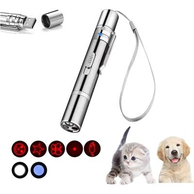 China Ideal for active outdoors. Small pet interactive indoor toys. Wholesales Multifunctional Rechargeable Power Bank 7 in 1 Led Pen Indoor Pets Hunter Toys Red UV White Laser Flashlight for sale