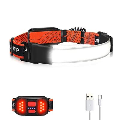 China Fishing USB COB LED Headlight Camping Promotional Outdoor Recycling Soft Ultra Bright Soft Headband Light With COB LED Strip for sale