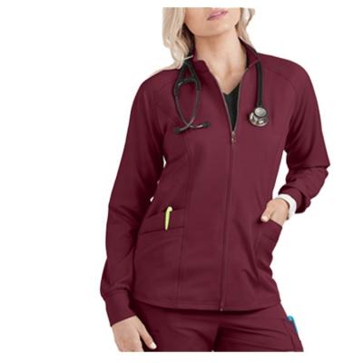 China Wholesale Eco-Friendly Nursing Uniforms OEM Zipper Front Raglan Long Sleeved Scrub Jacket Hospital Hospital Uniform Tops Scrubs for sale