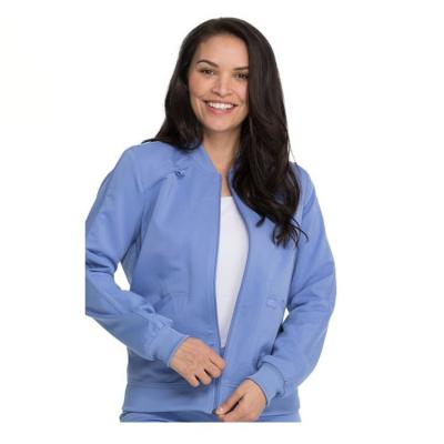 China Excellent Medical Location Quality OEM Design Women's Zipper Front Solid Scrub Jacket for sale