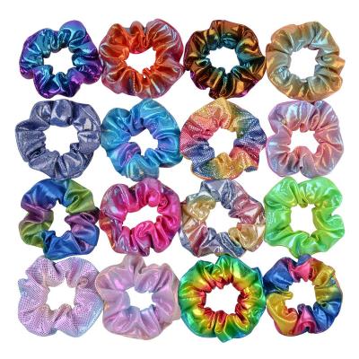 China New Hair Decoration Custom Multi Color Bronzing Two Color Gradient Large Intestine Ring Girls Hair Accessories Fashion Head Link Scrunchies for sale