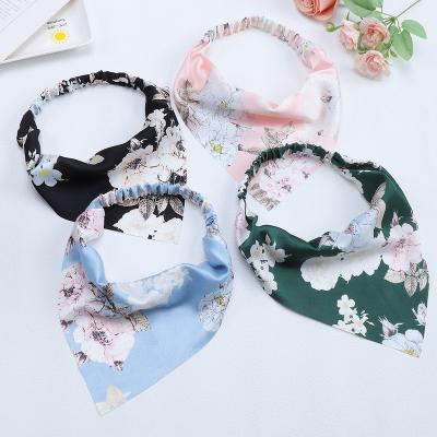 China Wholesale Chiffon Fresh Flower Headband Plum Blossom Scarf Hairband Hair Accessories Decoration Small For Women Decoration for sale