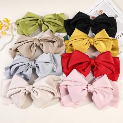 China Wholesale Decoration Silk Satin Hair Bow Clip Hairpins Flame Spring Clip Girls Hair Accessories Large for sale