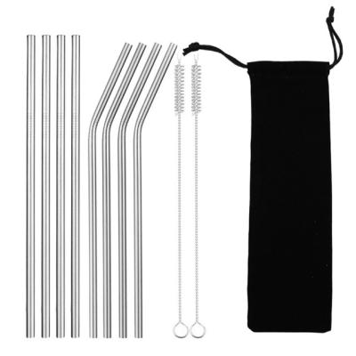 China Amazon 2021 Amazon Metal Drinking Straws Food Grade Stainless Steel Stocked Custom Straw With Brush Pouch Set for sale