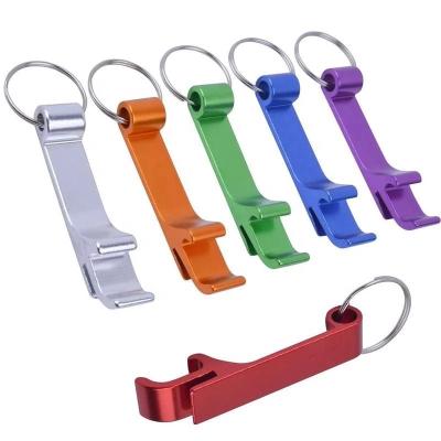 China Customized Viable Aluminum Plating Metal Bottle Opener Key Chain Ring Can Opener Stainless Steel Empty Beer Opener for sale