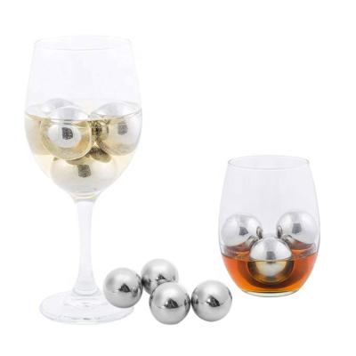 China Sustainable Reusable Stainless Steel Ice Cube Metal Whiskey Stones Ball For Drinks for sale