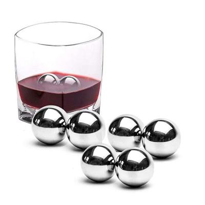 China Sustainable Food Grade Round Balls Stainless Steel Custom Reusable Ice Cubes For Whiskey Cooling Wine for sale