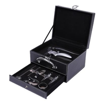 China Ideal Leather Gift Box Lever Rabbit Corkscrew Wine Bottle Opener Vertical Wine Bottle Opener Set for sale