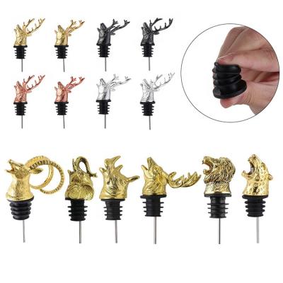 China Viable Custom Metal Deer Cork Stopper Wine Pourers Animal Shape Factory Price Factory Price Wine Pourer for sale