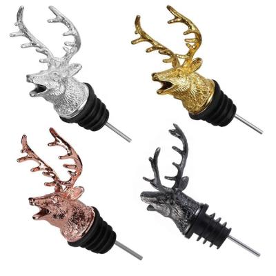 China Amazon bottle hot selling deer viable head areator zinc alloy animal pourer for sale