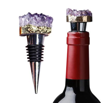 China Eco - Friendly Natural Amethyst Stone Group Wine Opener Crystal Wine Stoppers for sale