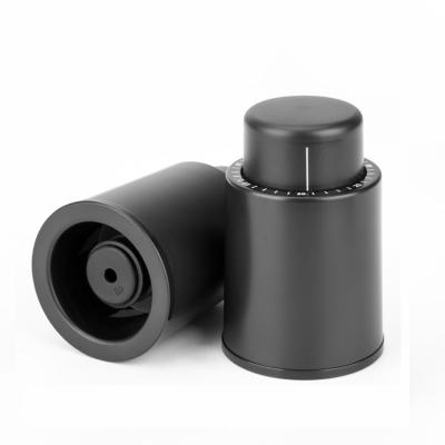 China Preserve Opened Wine Push Style Bottles Black ABS Sealed Storage Wine Saver Vacuum Wine Stopper for sale