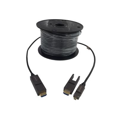 China Home Fiber Optic HDM1 Therter Cable 100 Feet 4K 60Hz 444 Chroma High Speed ​​HD Under-Draw 18Gbps With Dual Micro HDM1&Standard HDM1 Connector for sale