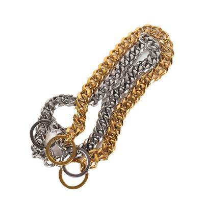 China Durable Luxury Stainless Steel Metal Chain Dog Harness Cuban Link Dog Chain for sale