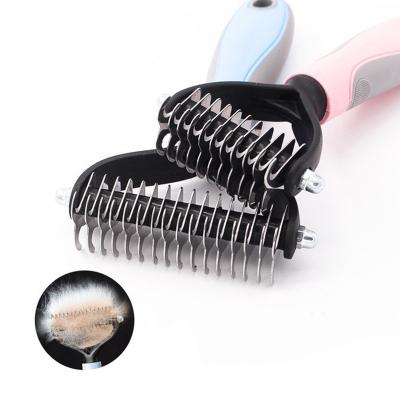 China Stainless Steel Pet Fur Knot Comb Viable Dogs Hair Grooming and Pet Cat Hair Removal Comb Brush Care Tools for sale