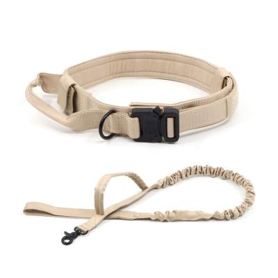 China Padded Nylon Dog Collar and Leash Set Strong Wear Resistant Military Tactical Nylon Dog Collar Rope Dog Collar for sale