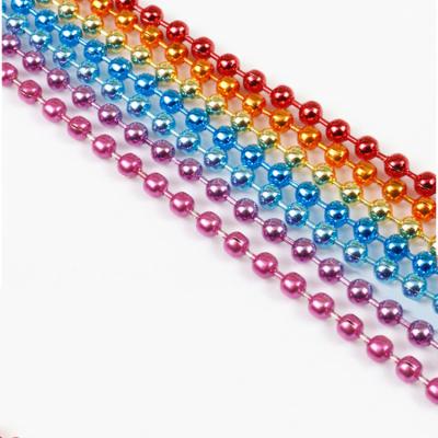 China Fabric/Stainless Steel Shutters 2.4mm Curtain Necklaces Designs Wide Round Metal Ball Chain Colorful Pearl Necklace Chain for sale