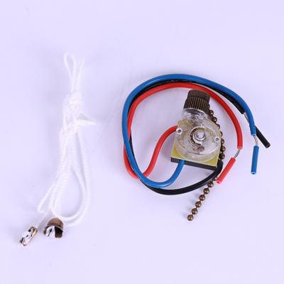 China Customizable L-1 3A 250V 6A 125V 3 Way Fan Light Pull Chain ON-OFF Switch With 3 Wire Unit for sale