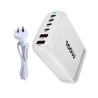 China MacBook Mobile Phone OEM 160W 4USB Ports 2USB-C Ports PD Fast Desk Phone Charger à venda