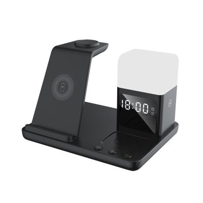 China Digital Alarm Clock 15W Fast Charger 6 In 1 Wireless Charger with 9V-1.67A Input for sale