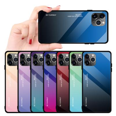 Cina 7 colori Gradient shockproof Tempered Glass Phone Case per iPhone 11 Nessun mestiere speciale in vendita