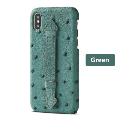 China Luxury Handmade Ostrich Skin Leather Phone Back Case for iPhone XS Max 100% Test for sale