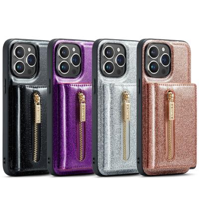 China For IPhone15 Pro Max Flash Wallet Protector PU Mobile Cover IP14 Pro 2 in 1 Magnetic Cell Phone case for sale