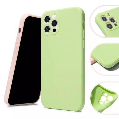 China Mobile Phone Cases Frosted Rubber Shockproof Matte Soft Tpu Liquid Silicone Back Cover For Iphone 13 14 Pro Max for sale