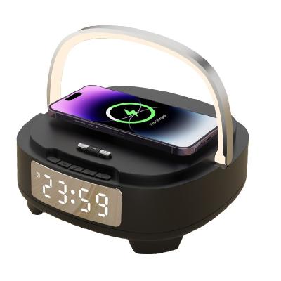 China 15W Phone Stand Wireless Charger Fast Phone Charging Alarm Clock Bt Speaker For Bedroom for sale