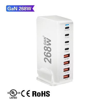 China Universal Travel Adapter 268W GAN Desktop Charger with Short Circuit Protection and 8 Port USB PD Fast Charger for sale