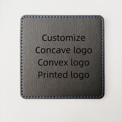 China Viable Wholesale Custom Design White PU Leather Cup Coaster For Drinks Bulk PU Coasters With Embossed Logo Office Coffee Table Mats for sale