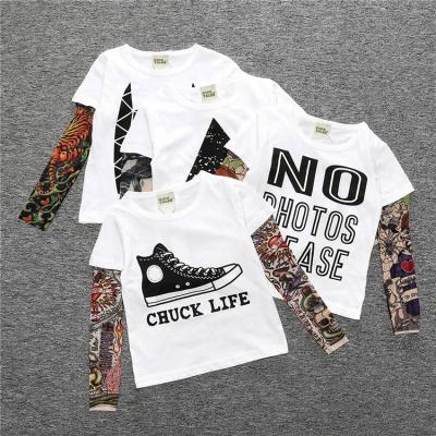 China Wholesale Breathable Kids T-shirt Long Sleeve Baby Clothes Hip Hop Baby Boy Splicing Cool Shirts for sale