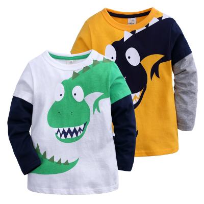 China Breathable Children's Tale 2022 Dinosaur Print O-neck Fashionable Kids Drop Sleeve Clothing Children's T-shirt for sale