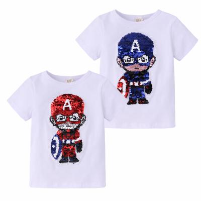 China Breathable Sequin Baby Tops Toddler Boy Cotton Clothes Summer Short Sleeve Kids Shirts Boys T-shirts for sale