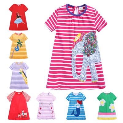 China Fashionable Breathable Tales Cotton Kids Baby Dresses Embroidery Short Sleeve Summer Dress For Girls for sale