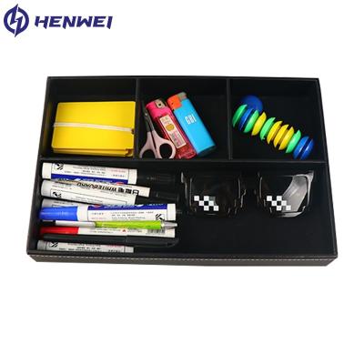 China Multi-function Storage Box New Home Viable Leather Desk Organizer Design PU Leather Storage For Office for sale