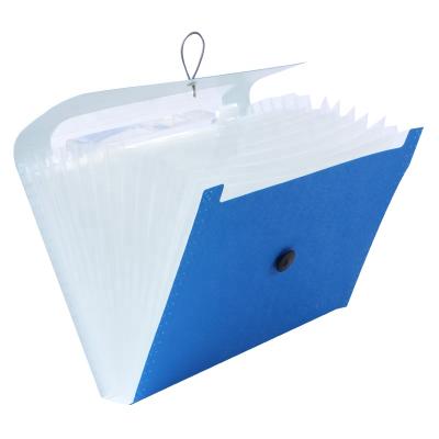 China Recyclable Plastic PP Organ Multi-pockets A4 File Storage Bag Large Capacity Document School Bag File Blue Office PP Plastic Accept Customized Logo for sale