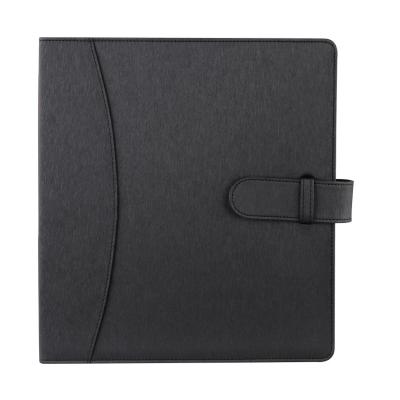 China Durable Black Document Wedding Album Cover Folder Collect 2 Ring PU Leather Belt Student Album for sale