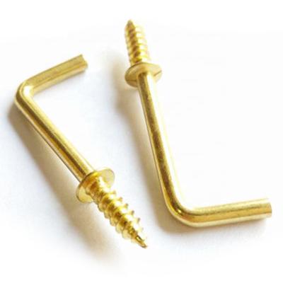 China L type professional supply l type L shaped hook screw hook china directly gold color metal screw hook screw for sale