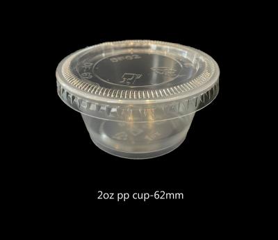 China 2oz Clear Black Sauce Soufflé PP Disposable Cup With Transparent PET Lid for sale