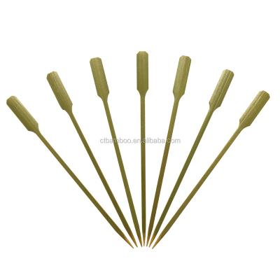 China Easily Cleaned Racket / Paddle Bamboo Skewers Flat Wooden Sticks Kebab BBQ Skewers for sale