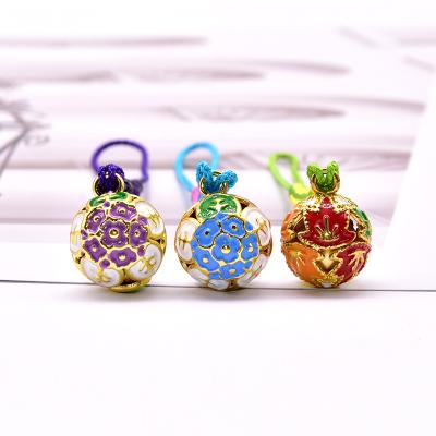 China Japan Enamel Technology Brass Plum Blossom and Maple Leaves Decoration and Custom Gift Bell for sale