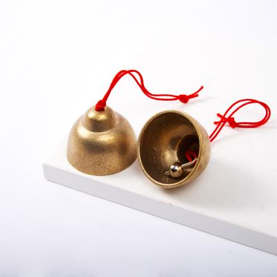 China Europe China Factory Supply Antique Brass Jingle Bell With Red Rope Door Bell For Home Decoration for sale