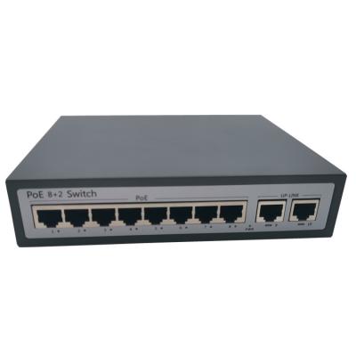 China CCTV 8 port 96W POE 10/100Mbps and 2 port10/100Mbps uplink Ethernet POE switch for sale