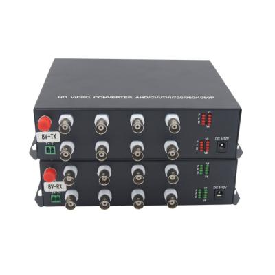 China Control System 8 Channel BNC AHD CVI TVI Combined RS485 Data 1080P Fiber Optic Video Media Converter for sale