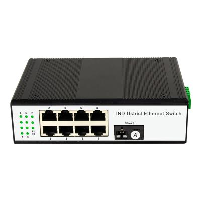 China Industrial CCTV Ethernet POE switch 100Mbps 8 port and 1fiber SC Din-rail Ethernet poe optical switch for sale