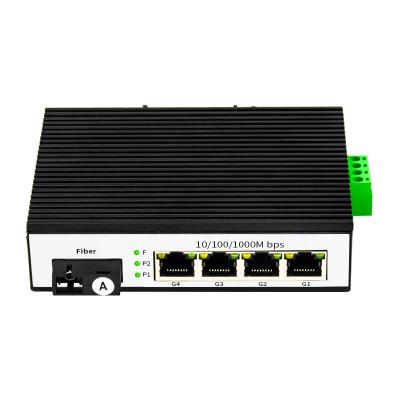 China Port Industrial CCTV Gigabit 5 PoE Fiber Switch 4 Full Port And Din-Rail 1fiber Ethernet PoE Optical Switch for sale