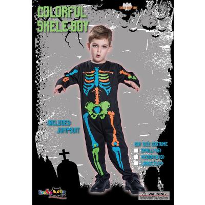 China Polyester Kid's Skeleton Halloween Costume Print Jumpsuit Sleepwear for sale