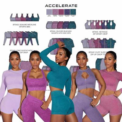 China Newest Breathable Women 6 Pieces Zipper Set Rib Seamless Zipper Yoga Top And Squat Leggings Workout Waist Proof Custom Logo High Fitness for sale