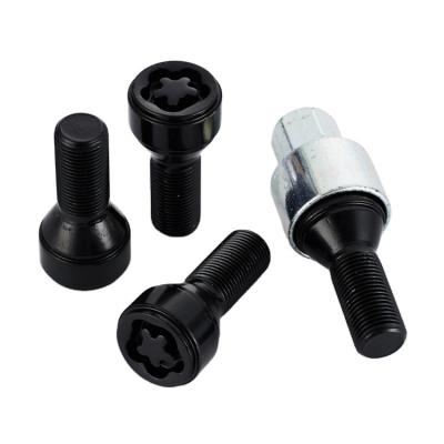 China M14*1.25 High Quality Steel Wheel Anti-theft Bolt Safety Round Security Round Black Wheel Bolt Adapter With Code 36136792851 For BMW for sale